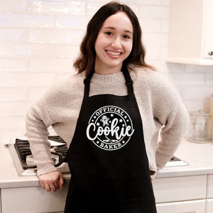 Baking Apron | Official Cookie Baker Apron | Custom Black Apron | Bakers Gift | Apron With Pockets | Cookie Baking Crew (EB3242OC)