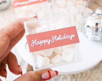 Holiday Party Favor Boxes Christmas Party Favors Holiday Favors For Guests Personalized Clear Candy Box 12| (EB3102CLA) set of 12 boxes