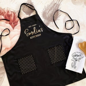 Kitchen Gifts for Her - Hostess Gift Ideas - Personalized Apron for Women - Baking Gift Cooking Gift Custom Aprons Personalized (EB3242CTW)