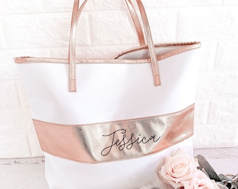 Rose Gold Tote Bag Rose Gold Bridesmaid Gift Bags Rose Gold Bridesmaid Tote Bags Personalized Bridesmaid Tote Bag (EB3175P)