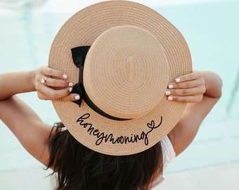 Honeymooning Hat Honeymoon Gifts Bridal Shower Gift for Bride Hat Honeymoon Beach Hat Personalized Bride Hat Personalized (EB3333P)