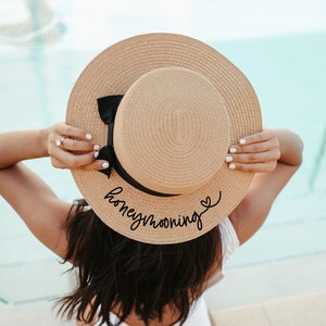 Honeymooning Hat Honeymoon Gifts Bridal Shower Gift for Bride Hat Honeymoon Beach Hat Personalized Bride Hat Personalized (EB3333P)