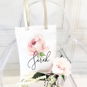 Floral Flower Girl Tote Bag - Floral Bridesmaid Tote Bag - Personalized Bridesmaid Tote Bags Bridal Party Bag for Bridesmaids (EB3293SPRS)