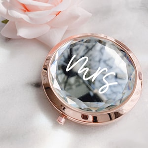 Bride Mirror Compacts - Mrs. Gifts Gem Compact Mirrors - Bridal Shower Gift for Bride To Be Gift Ideas - Wedding Gift for Bride (EB3341MRS)