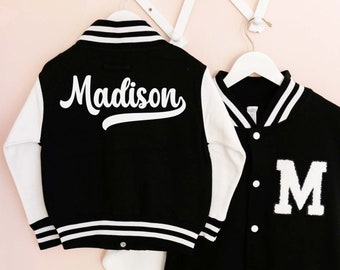 Custom Kids Varsity Jacket Name Kids Baseball Jacket Child Letterman Jacket Personalized Sports Kid Birthday Gift for Boy Girl (EB3513P)