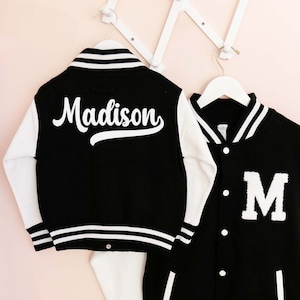 Custom Kids Varsity Jacket Name Kids Baseball Jacket Child Letterman Jacket Personalized with Varsity Font Birthday Gift Boy Girl (EB3513P)