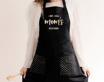 Kitchen Gifts for Mom Birthday Gift Personalized Gift for Mom Mothers Day Gift from Daughter Custom Apron Mom Apron (EB3242CTW)