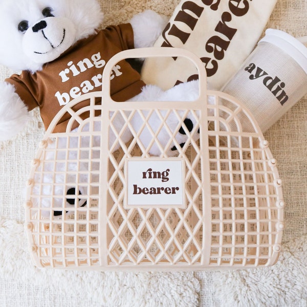 Ring Bearer Gift Bag for Ring Bearer with Name Custom Gifts Little Boy Birthday Gift Basket Toddler (EB3470GFLB)