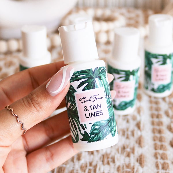 Palm Leaf Sunscreen Favor - Beach Wedding Favors - Bachelorette Party Favors - Beach Bridal Shower Favors - (EB2030PLM) set of 6|