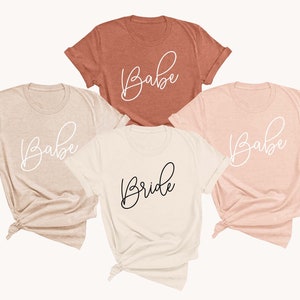 Bridesmaid Shirts Bachelorette Party Tshirts Beige Blush Tan Bride Babe Shirts Boho Bachelorette Party Ideas (EB3291BNB) SEMI-FITTED SHIRT