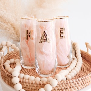 Bridesmaid Gift Ideas Personalized Stemless Glasses Bridesmaid Champagne Glasses Personalized Champagne Flute Monogram Glasses EB3143 image 1