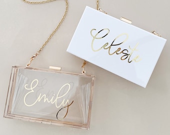 personalized acrylic clutch