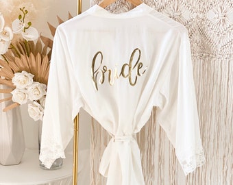 Bride To Be Robe Bride To Be Gift Ideas Wedding Day Robe Engagement Gift for Bride to Be Gift Ideas  (EB3184BPW)