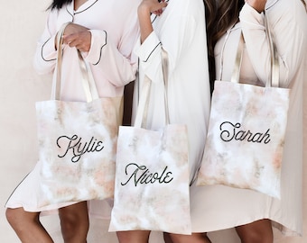 Tie Dye Tote Bags Personalized Tote Bag Bridesmaid Tote Bag Bachelorette Beach Bridesmaid Gift for Women Best Friend Birthday (EB3293TDY)