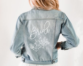 Bride Jacket Bride Wedding Jacket Bridal Shower Jacket MRS Jacket Denim Jean Jacket Engagement Gift Ideas Bridal Shower Gift (EB3343FDO)