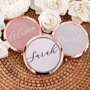 Pretty Bridesmaid Gifts Unique Bridal Shower Favors Mirror Compacts Gold Bridesmaid Mirrors Personalized Gifts for Women EB3166AD image 1