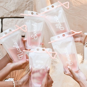 Bachelorette Party Favors Bridesmaid Drink Pouches Personalized Drink Pouches with Straw Pool Beach Bachelorette Ideas (EB3481P)