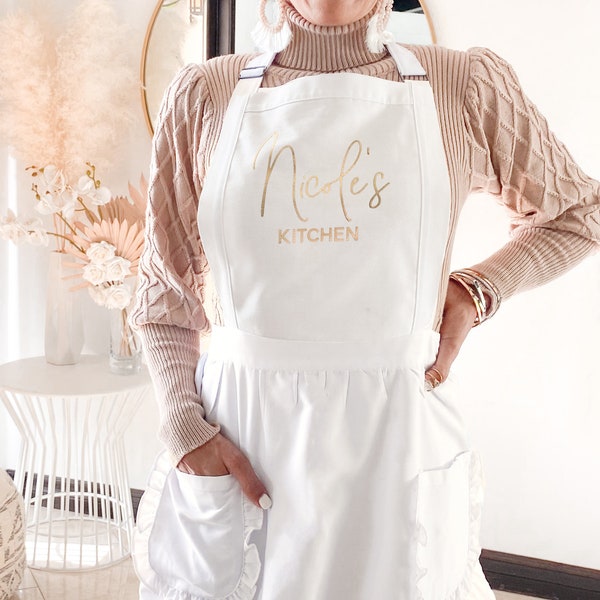 Holiday Gift Ideas for Women - Personalized Aprons for Women Apron Custom Apron with Pockets Christmas Hostess Gift Personalized  (EB3353CT)