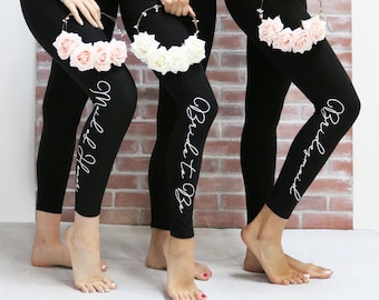 Bride Leggings Bridesmaid Leggings Yoga Bachelorette Leggings Bride to Be Outfit Bride Gift Ideas (EB3361WD)