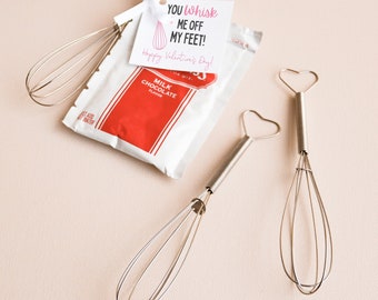 Heart Shaped Whisks - SET OF 12 - Small Wire Whisks w/ Heart Handle - DIY Class Valentine for Kids - Valentine's Day Favor Idea (EB2095) 12|