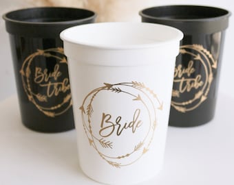 Bride Tribe Cups Bachelorette Party Cups Bachelorette Party Decorations Bachelorette Cups (EB3197) set of 10 Cups