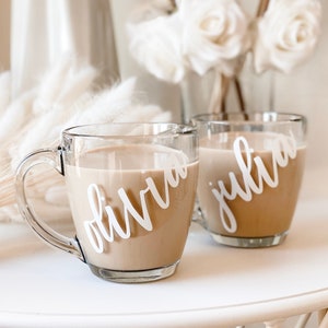 Initial Mug Initial Coffee Mug Monogram Coffee Mug Personalized Coffee Mug Coffee Cup Bridal Party Bridesmaid Coffee Mugs (EB3289P) GLASS