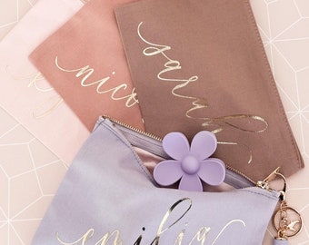 Custom MakeUp Bag - Make Up Bag for Her - Make Up Bag with Name - Birthday Gift Ideas - Bridesmaid Cosmetic Bag Rose Gold (EB3222AD)