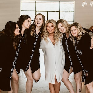 Bride & Bridesmaid Sleep Shirts | Bride Pajamas | Matching Bridal Party Sleep Shirts | Getting Ready Shirts | Button Up Shirts (EB3314WD)