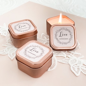 Rose Gold Wedding Favors Rose Gold Candle Favors Bridal Shower Favors Candle Wedding Favors Personalized for Guests EB3400GDN 12 pcs image 1