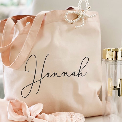 12 Bridesmaid Gift Monogrammed NAME /& TITLE Personalized Tote Bag Wedding Party