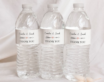 Personalized Floral Water Bottle Labels Wedding Water Bottle Labels Custom Waterproof Water Bottle Labels (EB2350GDN) set of 24|