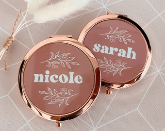 Boho Compact Mirror Gifts for Women Fall Bridesmaid Gift Ideas Terracotta Personalized Gifts for Her Bachelorette Party Favors (EB3166OL)