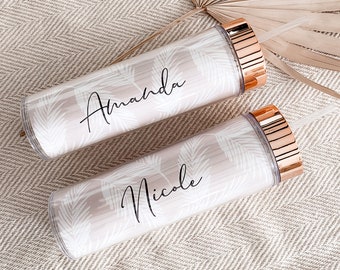 Palm Leaf Tumblers Tropical Bachelorette Party Tumblers Personalized Bridesmaid Tumblers Neutral Beach Gifts for Women Friends (EB3113NPLM)