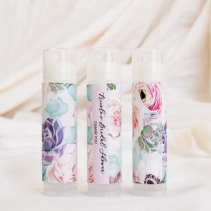 Personalized Wedding Favors Unique Personalized Bridal Shower Favors Floral Lip Balm Favors Wedding Chapstick (EB3031SUC) - 16| pcs