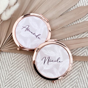 Tropical Bridesmaid Gifts Palm Mirrors Bachelorette Party Favors Beach Compact Personalized Gifts for Women Friends Birthday (EB3166NPLM)