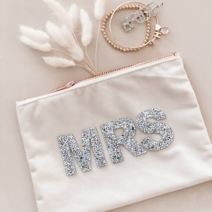 Mrs Make Up Bag Velvet Honeymoon Bride Gift Bag Cosmetic Bag Bride Gift Ideas Bridal Shower Gift Ideas for the Bride EB3456SQMRS image 1