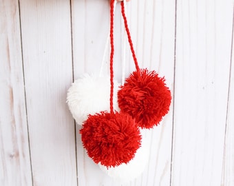 Hanging Pom Poms - DIY Tote Bag Tassel - Pom Pom Charm - Holiday Gift Bag Accessory - Matching Tote Charm - Party Favor Bag Idea (EB3483)