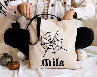 Halloween Tote Bag - Trick or Treat Tote - Custom Halloween Bag - Kids Tote Bag - Halloween Candy Bag -  Spooky Gift Idea (EB3216HLW)