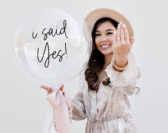 Engagement Announcement Sign I Said Yes Balloon Decal Engaged Sign Engagement Photo Prop Engagement Announcement Ideas (EB3316MRSH)