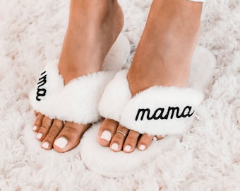 Mama Slippers Mother's Day Gift Idea for Mom Birthday Gift Baby Shower Gift New Mom Gift Pregnancy Gift  (EB3394MOM)