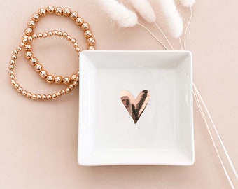 Heart Ring Dish - Rose Gold Gift Ideas For Her - Valentine's Gift Jewelry Dish Galentine Gift For Friends(EB3125HRT)