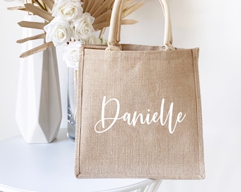 Beach Bag Personalized Burlap Bags Beach Tote Bags Bridesmaid Beach Bag Gift Beach Tote Bag with Name (EB3259P)