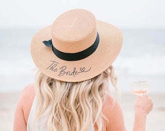 Bride Hat Bridal Shower Hat Picnic Hat for Bride to Be Beach Hat Personalized Bride Hat Custom Personalized Beach Hat (EB3333P)