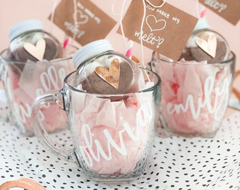 Galentine's Day Gifts for Friends Valentine Mug for Her Valentines Day Gifts for Women Personalized Mug (EB3289P) EMPTY Glass Mug w Name