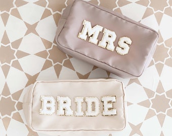 Bride Gift Bag Mrs Gifts Bridal Shower Gift for Bride Travel Bag Honeymoon Gift Nylon Pouch Cosmetic Make Up Bag Large (EB3497BRD)