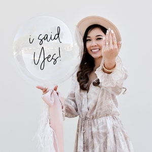 Engagement Announcement Sign I Said Yes Balloon Decal Engaged Sign Engagement Photo Prop Engagement Announcement Ideas (EB3316MRSH)