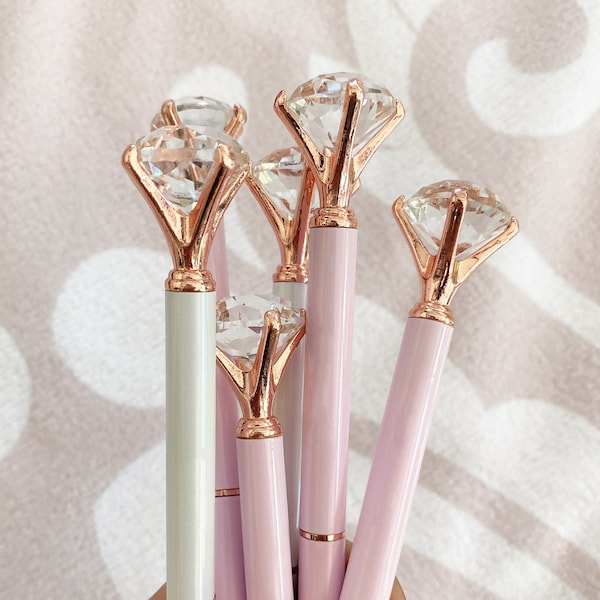 Bridal Shower Favor for Guests Rose Gold, Blush Pink White & Silver Diamond Pen Favors Inexpensive Gift Ideas for Women (EB3303NP)