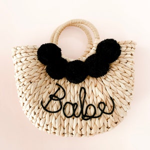 Bridesmaid Purse Bachelorette Party Bags Babe Bag Bridesmaid Gift Straw Purse Tote for Women Gift Ideas (EB3354BAB)