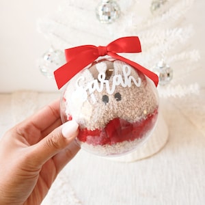 Christmas Socks in Clear Ornament Custom Personalized Fuzzy Reindeer Socks Stocking Stuffer for Women Teens Friends (EB3511P-RND)