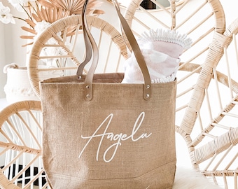 Monogram Beach Tote For Teens Personalized Tote Bag Carryall Bag Beach Bag Overnight Bag Bridesmaids Gifts Personalized Gifts For Her